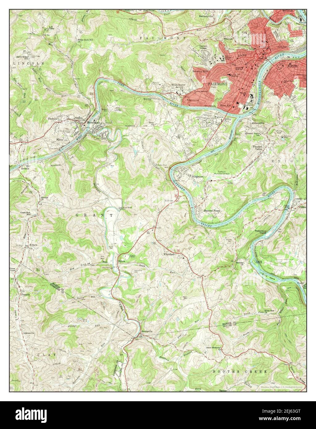 Fairmont West, West Virginia, map 1958, 124000, United States of