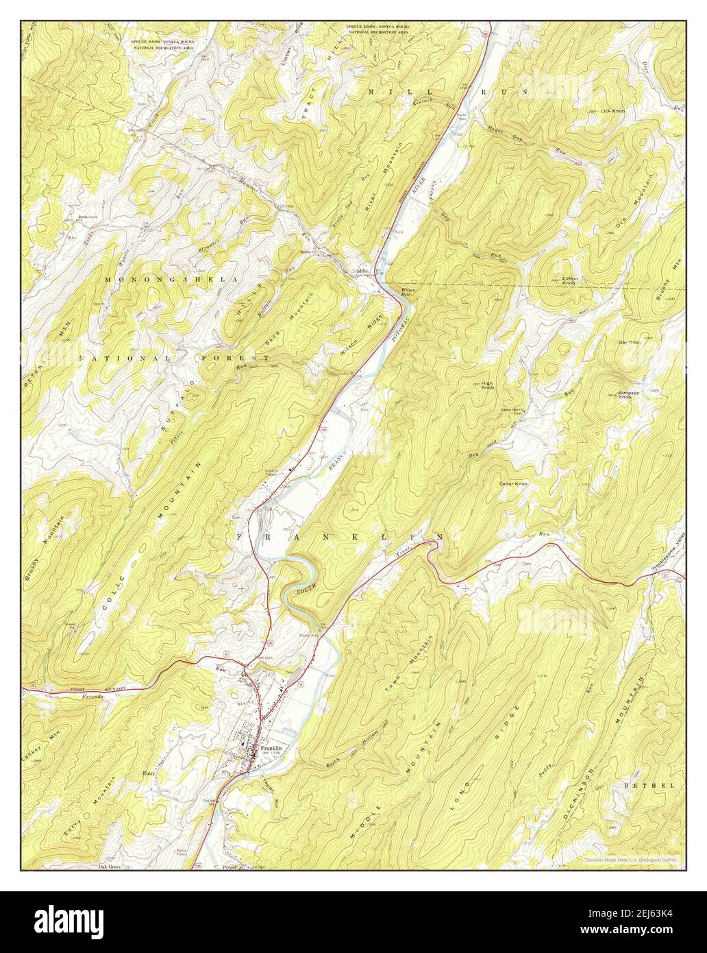 Franklin, West Virginia, map 1969, 124000, United States of America by
