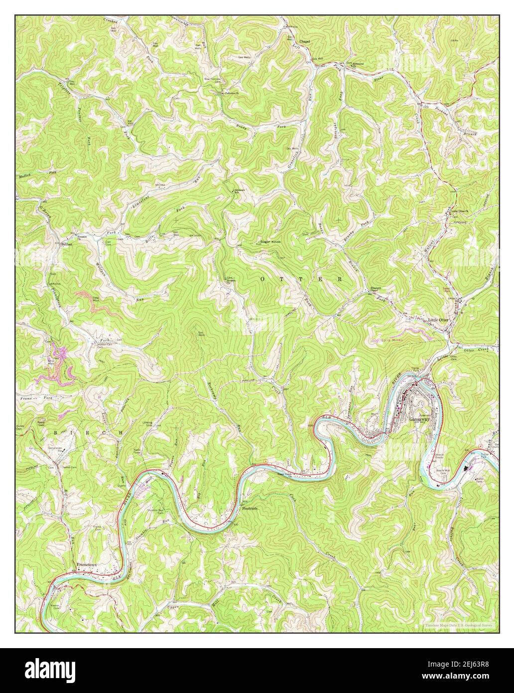 Gassaway, West Virginia, map 1965, 124000, United States of America by