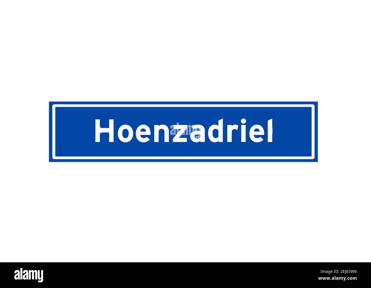 Hoenzadriel isolated Dutch place name sign. City sign from the Netherlands. Stock Photo