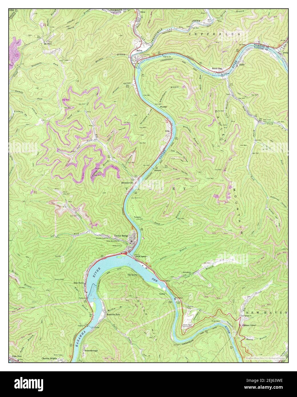Gauley Bridge, West Virginia, map 1969, 124000, United States of
