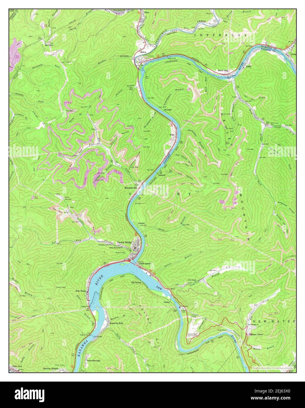 Gauley Bridge, West Virginia, map 1969, 124000, United States of