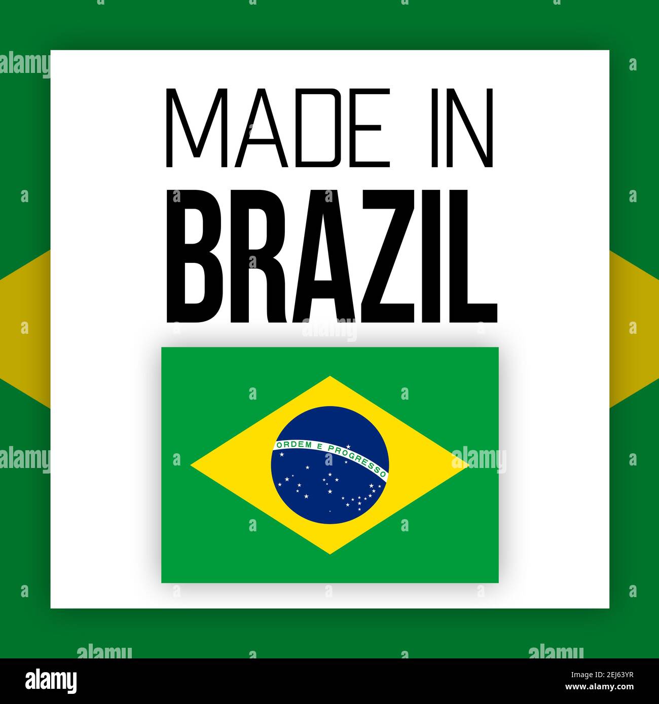 Made in Brazil label, illustration with national flag Stock Photo - Alamy