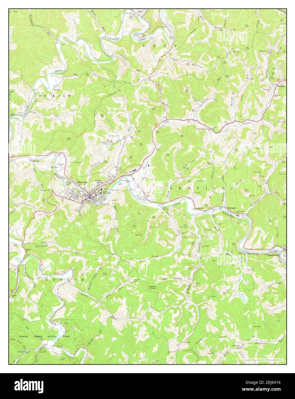 Glenville, West Virginia, map 1965, 124000, United States of America by Timeless Maps, data U.S