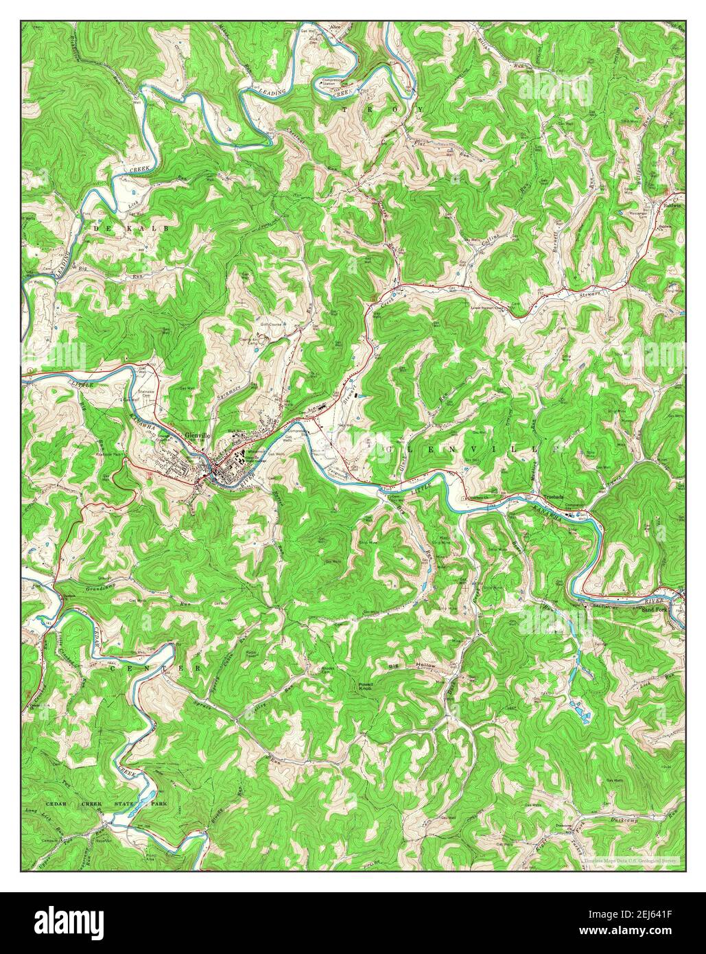 Glenville, West Virginia, map 1965, 1:24000, United States of America by Timeless Maps, data U.S. Geological Survey Stock Photo