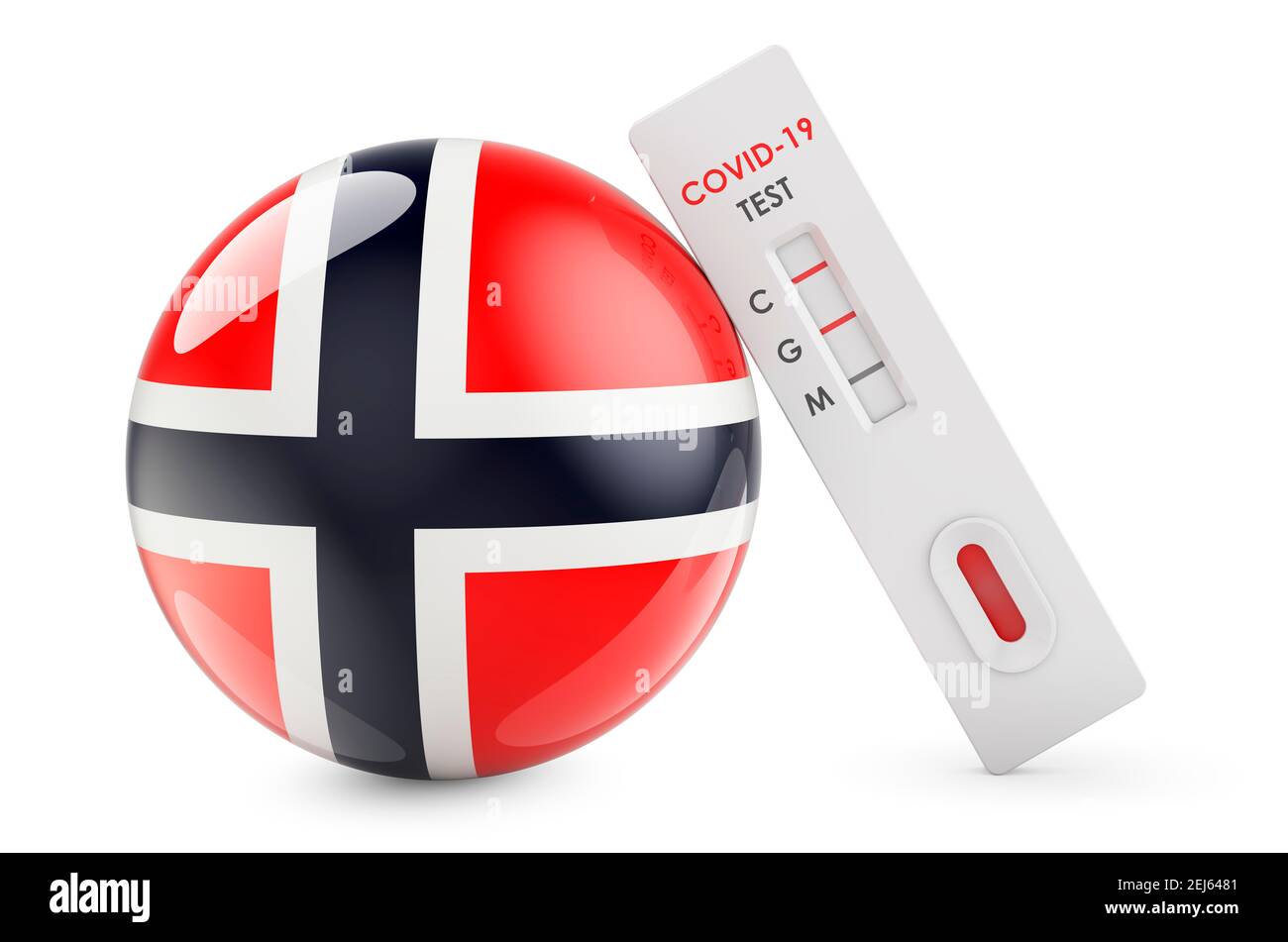 Diagnostic test for coronavirus in Norway. Antibody test COVID-19 with Norwegian flag, 3D rendering isolated on white background Stock Photo