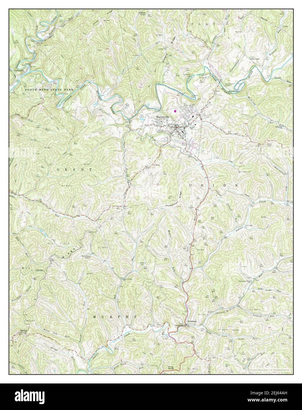 Harrisville, West Virginia, map 1964, 1:24000, United States of America by Timeless Maps, data U.S. Geological Survey Stock Photo
