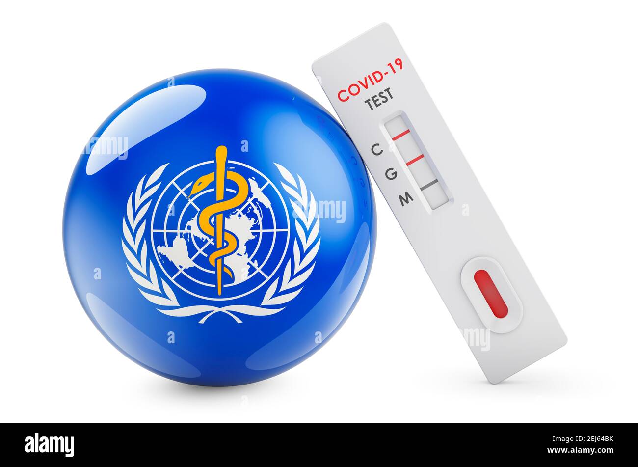 Antibody test COVID19 with World Health Organization flag, 3D