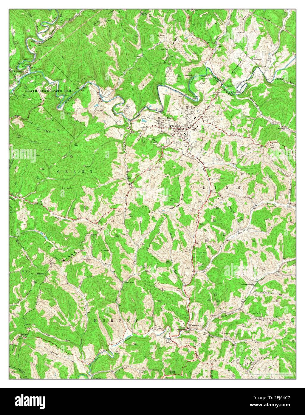 Harrisville, West Virginia, map 1964, 124000, United States of America