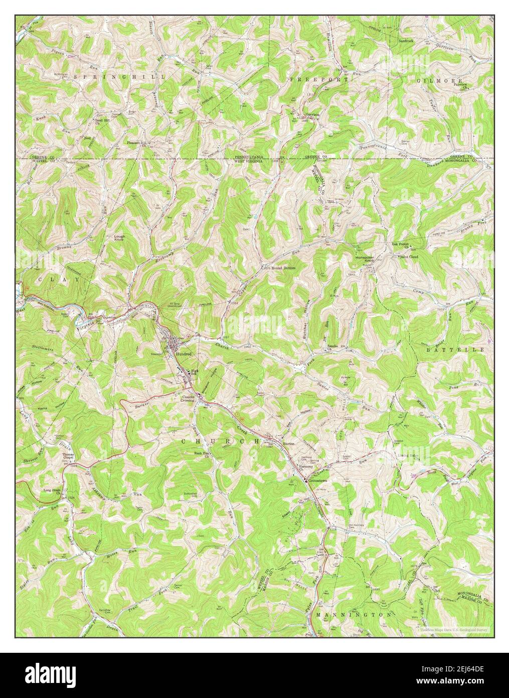 Hundred, West Virginia, map 1958, 124000, United States of America by