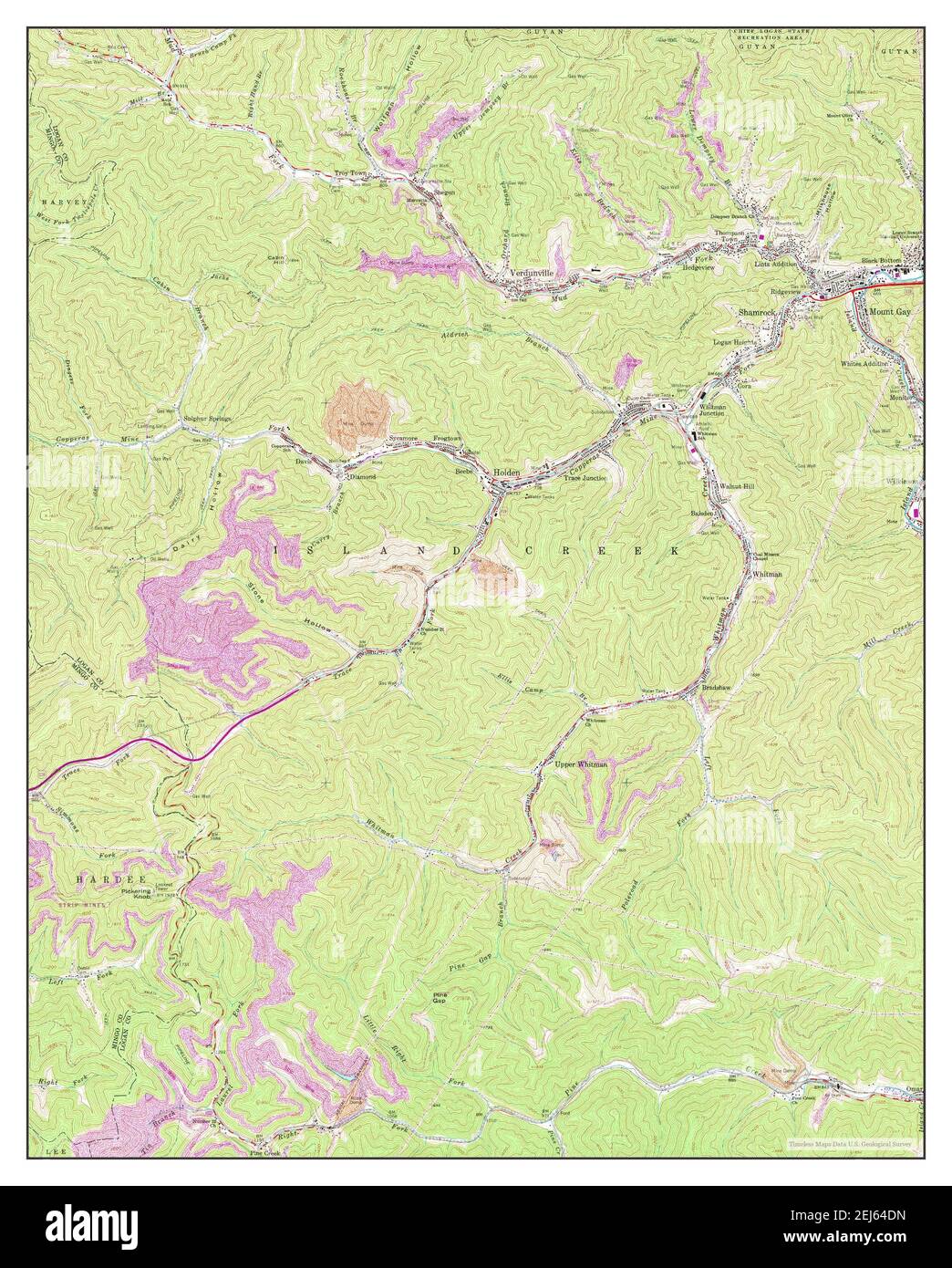Holden, West Virginia, map 1963, 124000, United States of America by