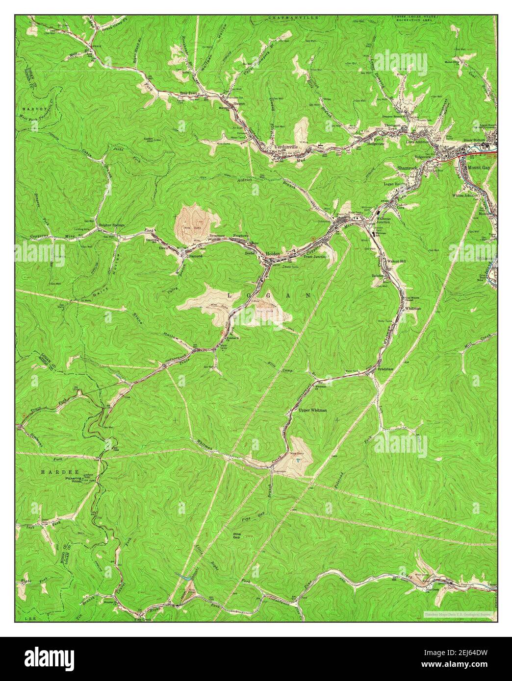 Holden, West Virginia, map 1963, 124000, United States of America by