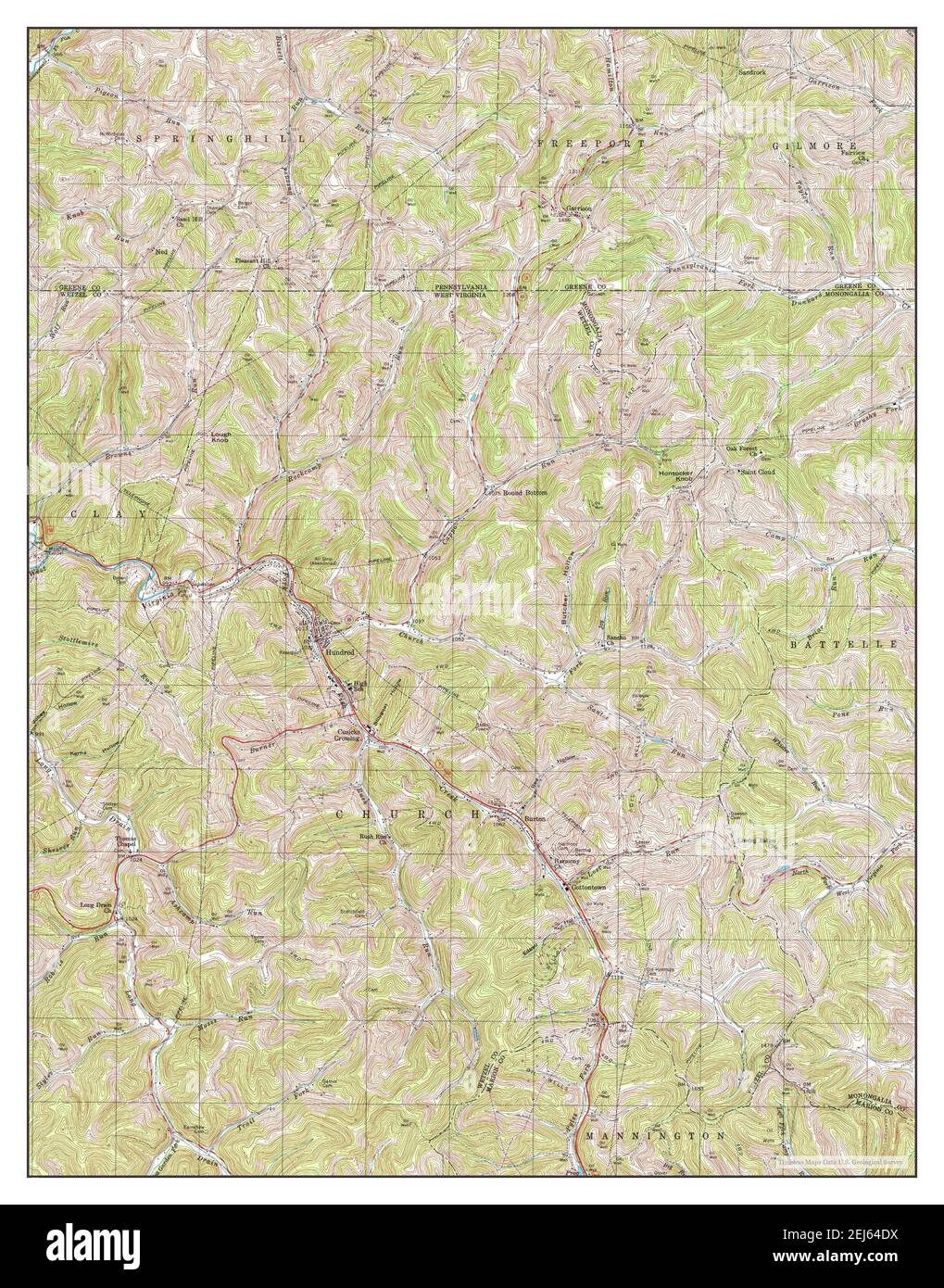 Hundred, West Virginia, map 1998, 124000, United States of America by