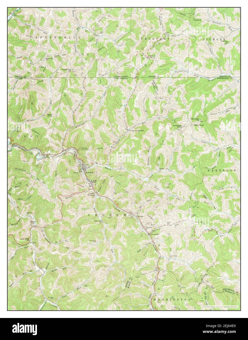 Hundred, West Virginia, map 1958, 124000, United States of America by