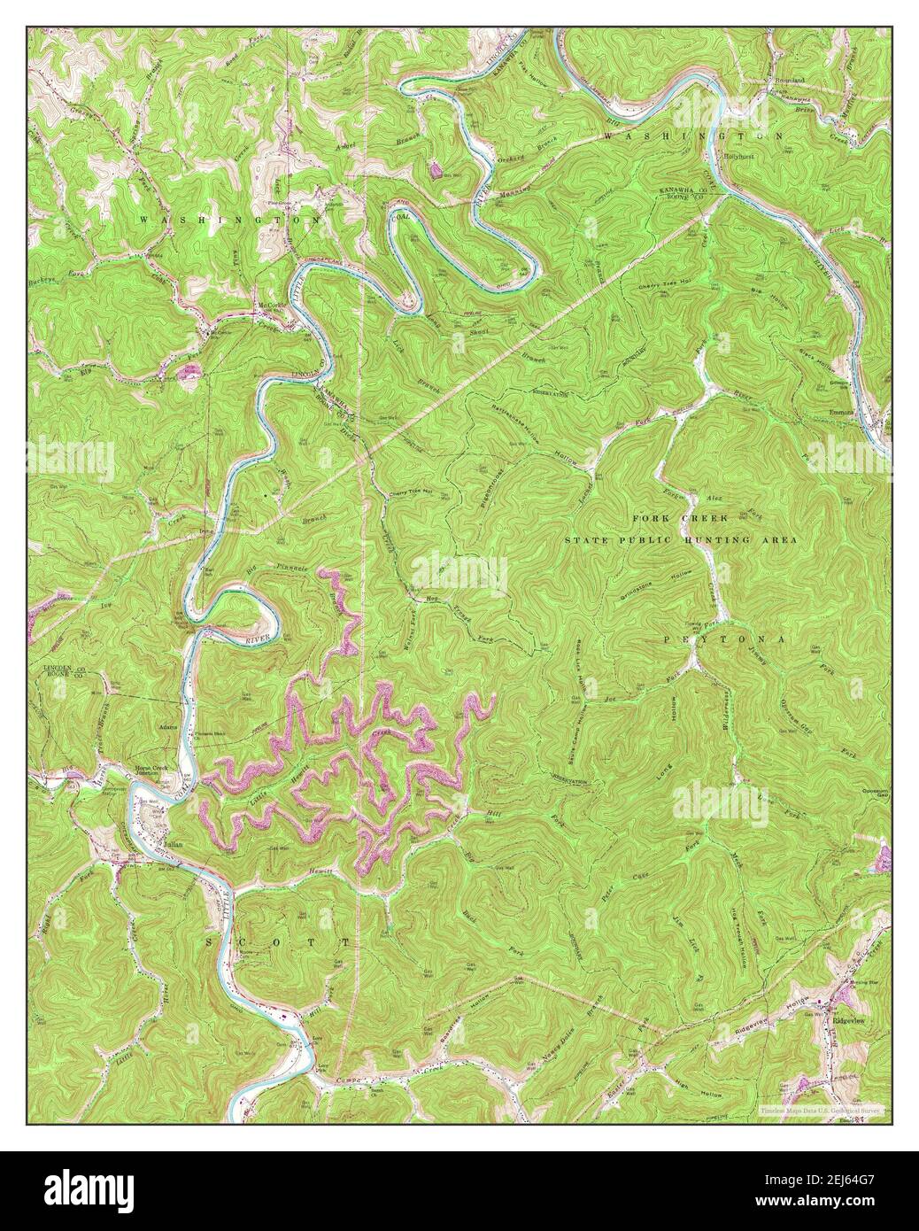 Julian, West Virginia, map 1962, 1:24000, United States of America by Timeless Maps, data U.S. Geological Survey Stock Photo