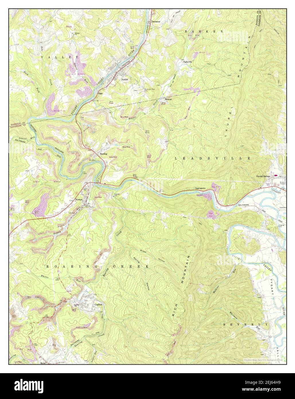 Junior, West Virginia, map 1969, 124000, United States of America by Timeless Maps, data U.S
