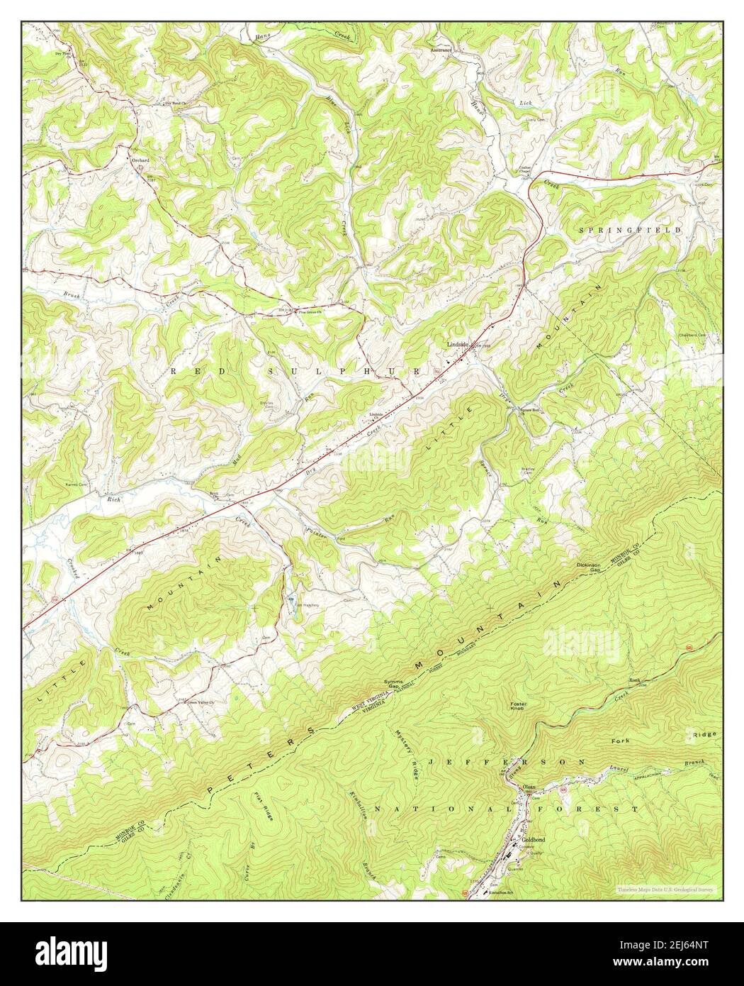 Lindside, West Virginia, map 1965, 1:24000, United States of America by Timeless Maps, data U.S. Geological Survey Stock Photo