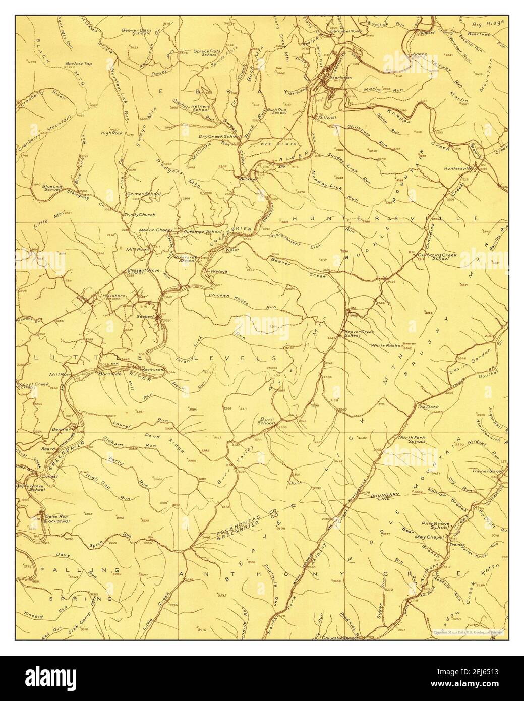 Marlinton, West Virginia, map 1923, 1:48000, United States of America by Timeless Maps, data U.S. Geological Survey Stock Photo