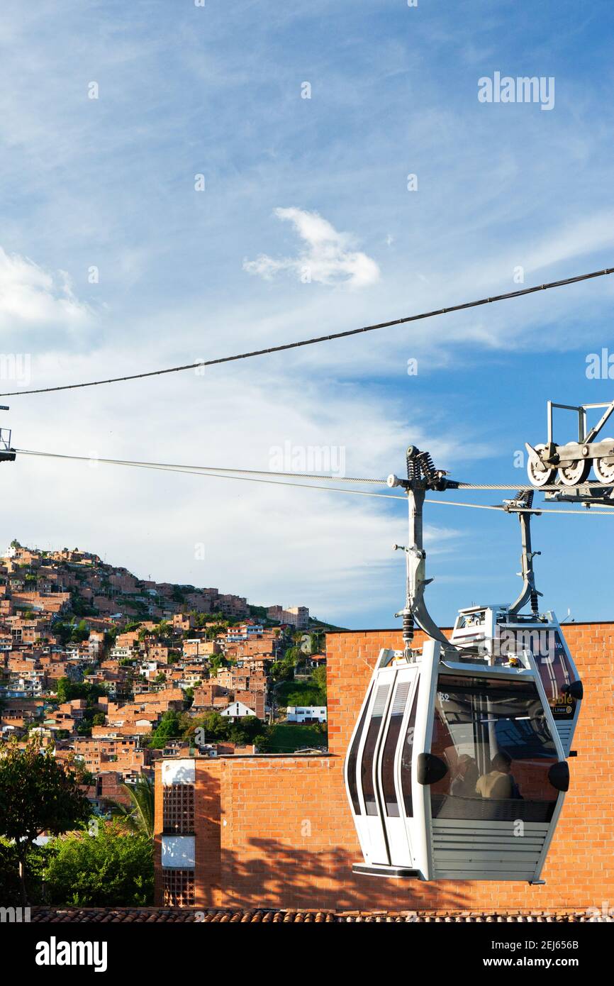 Colombia Medellin Metrocable cable car in Medellin Stock Photo