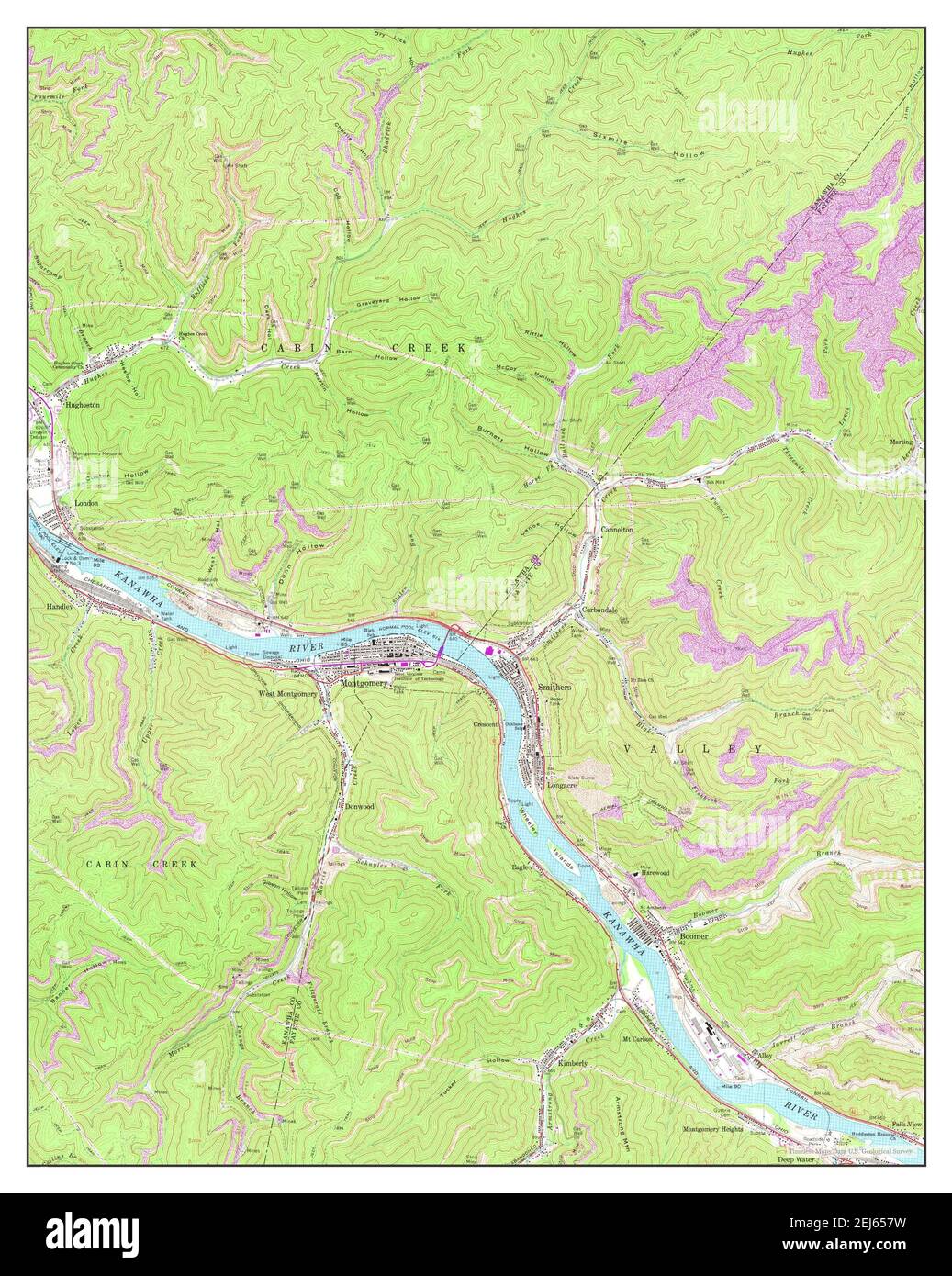 Montgomery, West Virginia, map 1965, 124000, United States of America