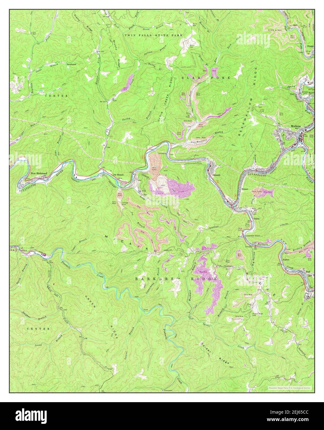 Mullens, West Virginia, map 1967, 124000, United States of America by