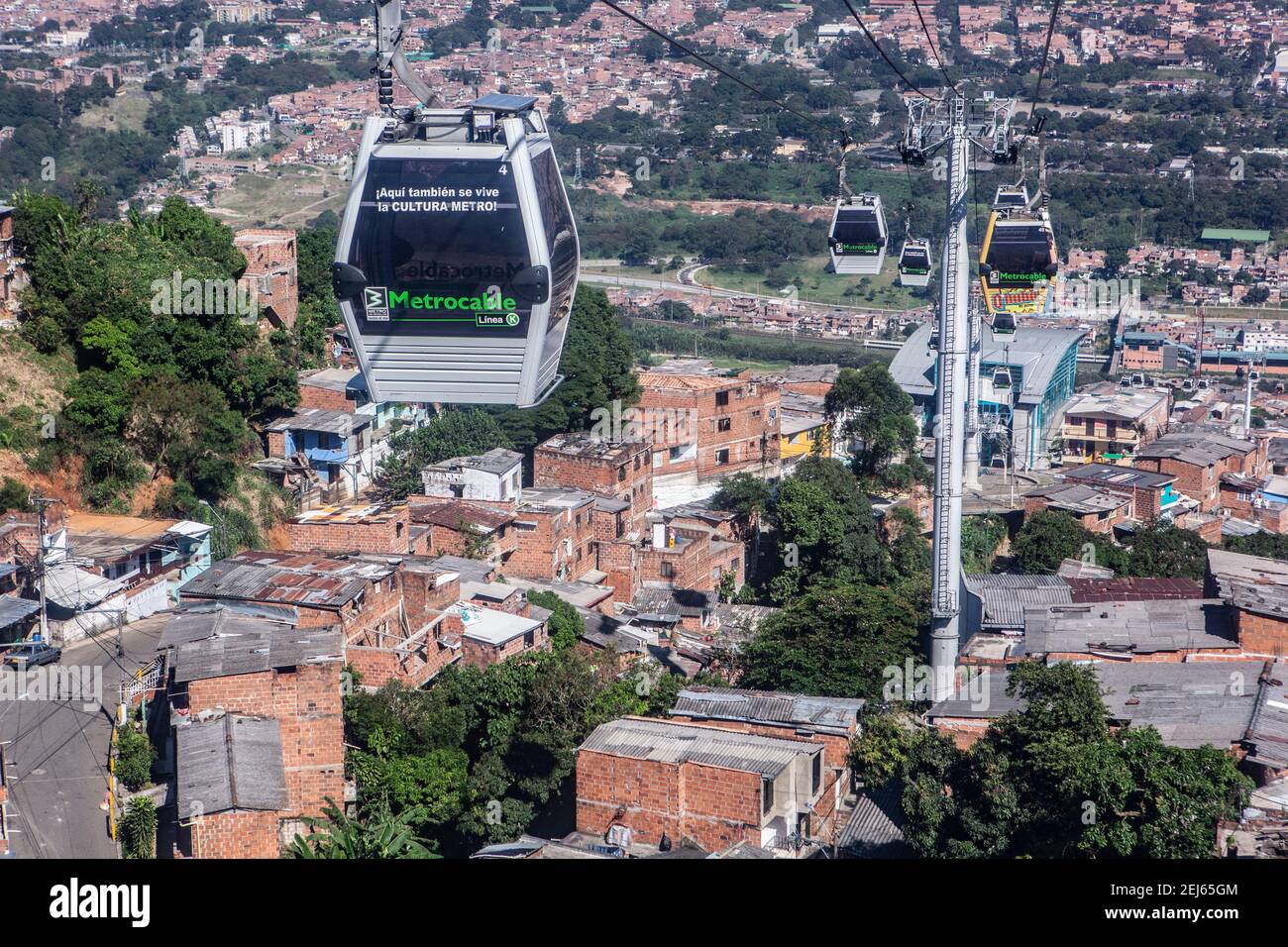 Colombia Medellin Metrocable cable car in Medellin Stock Photo