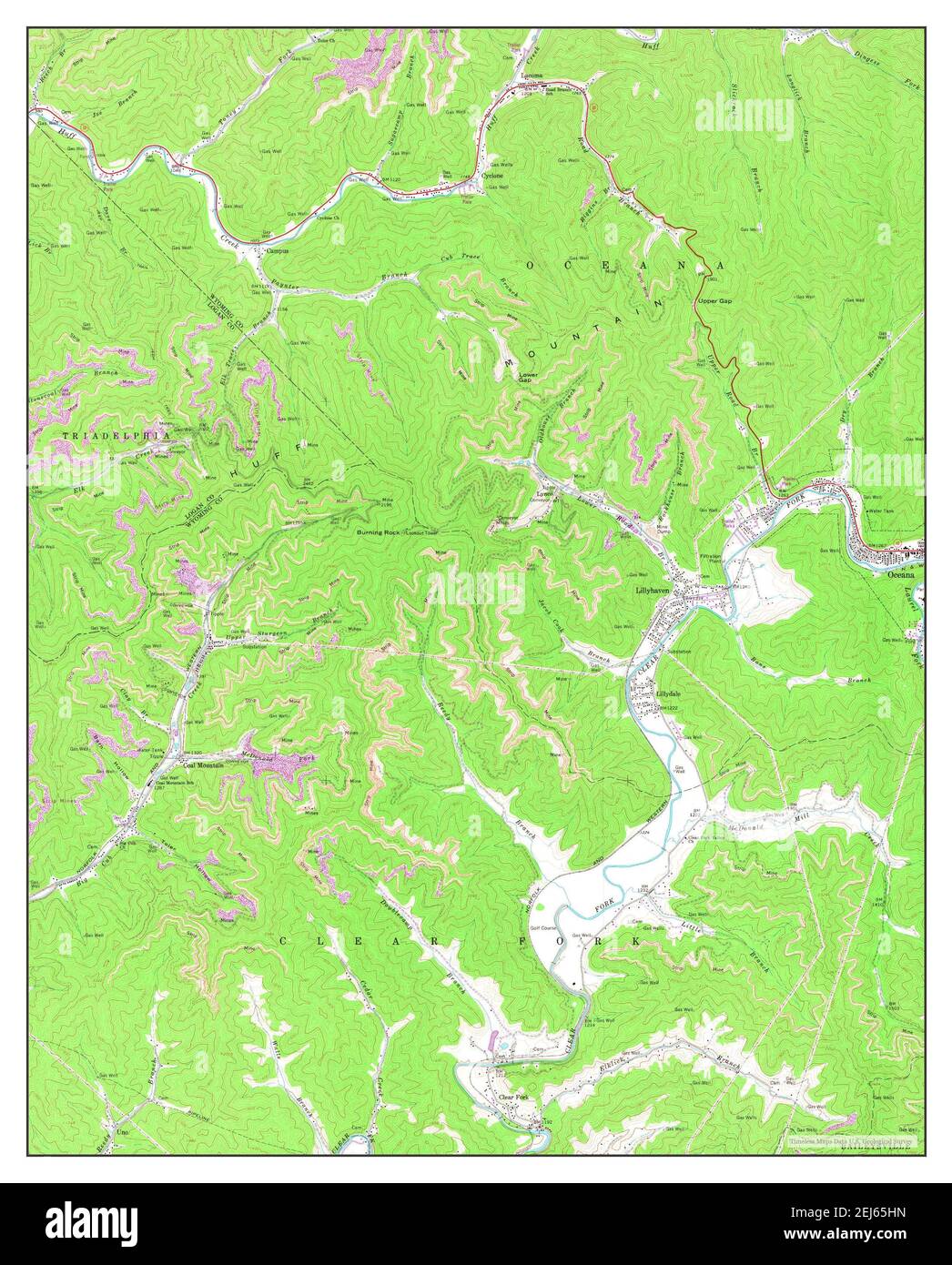 Oceana, West Virginia, map 1968, 124000, United States of America by