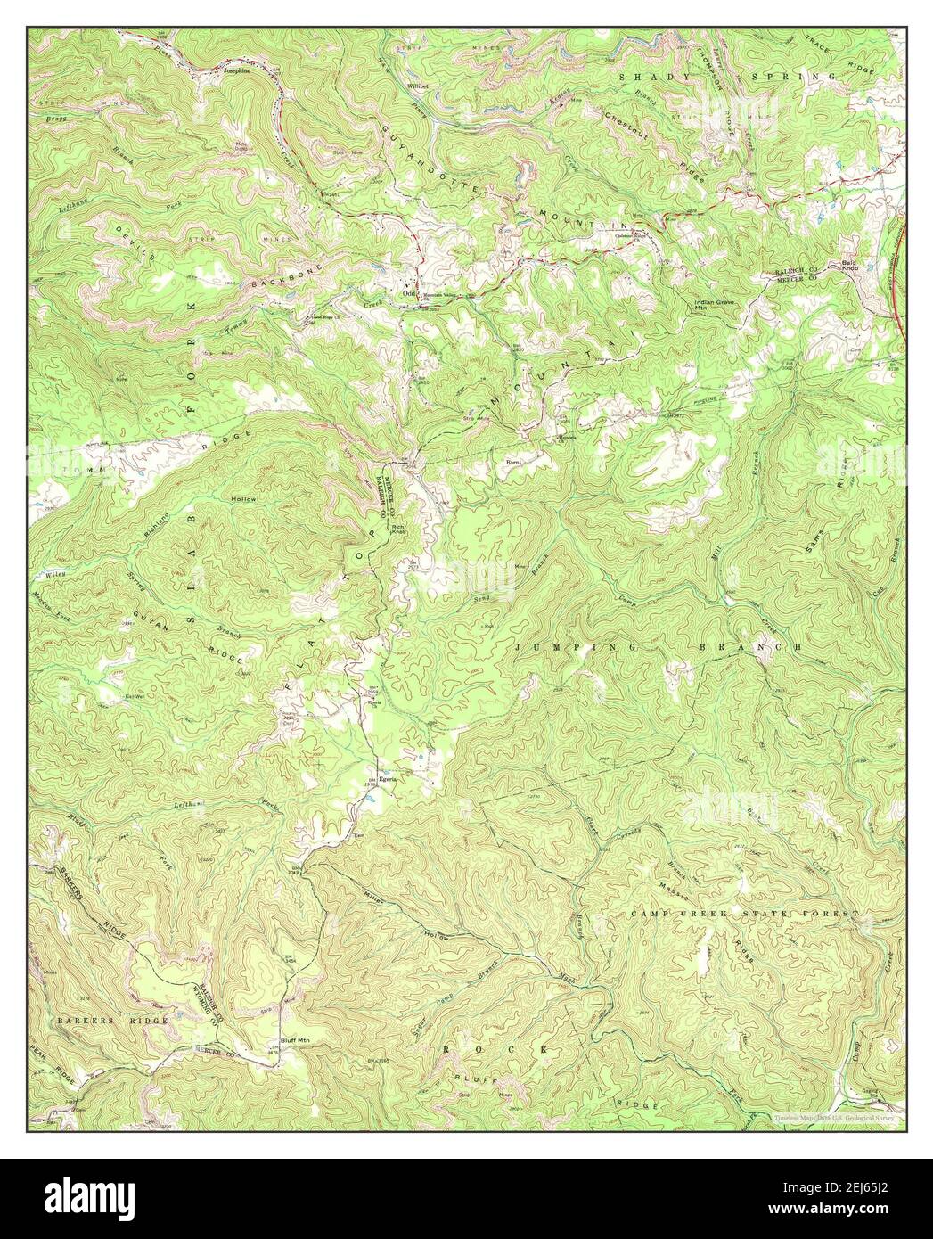 Odd, West Virginia, map 1968, 124000, United States of America by