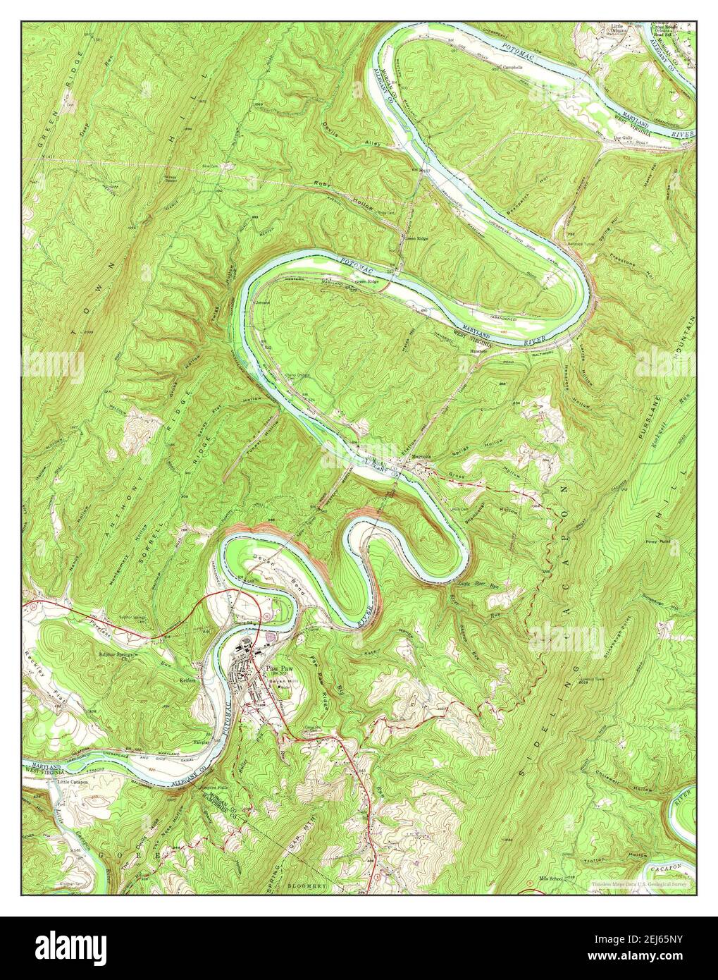 Paw Paw, West Virginia, map 1950, 124000, United States of America by