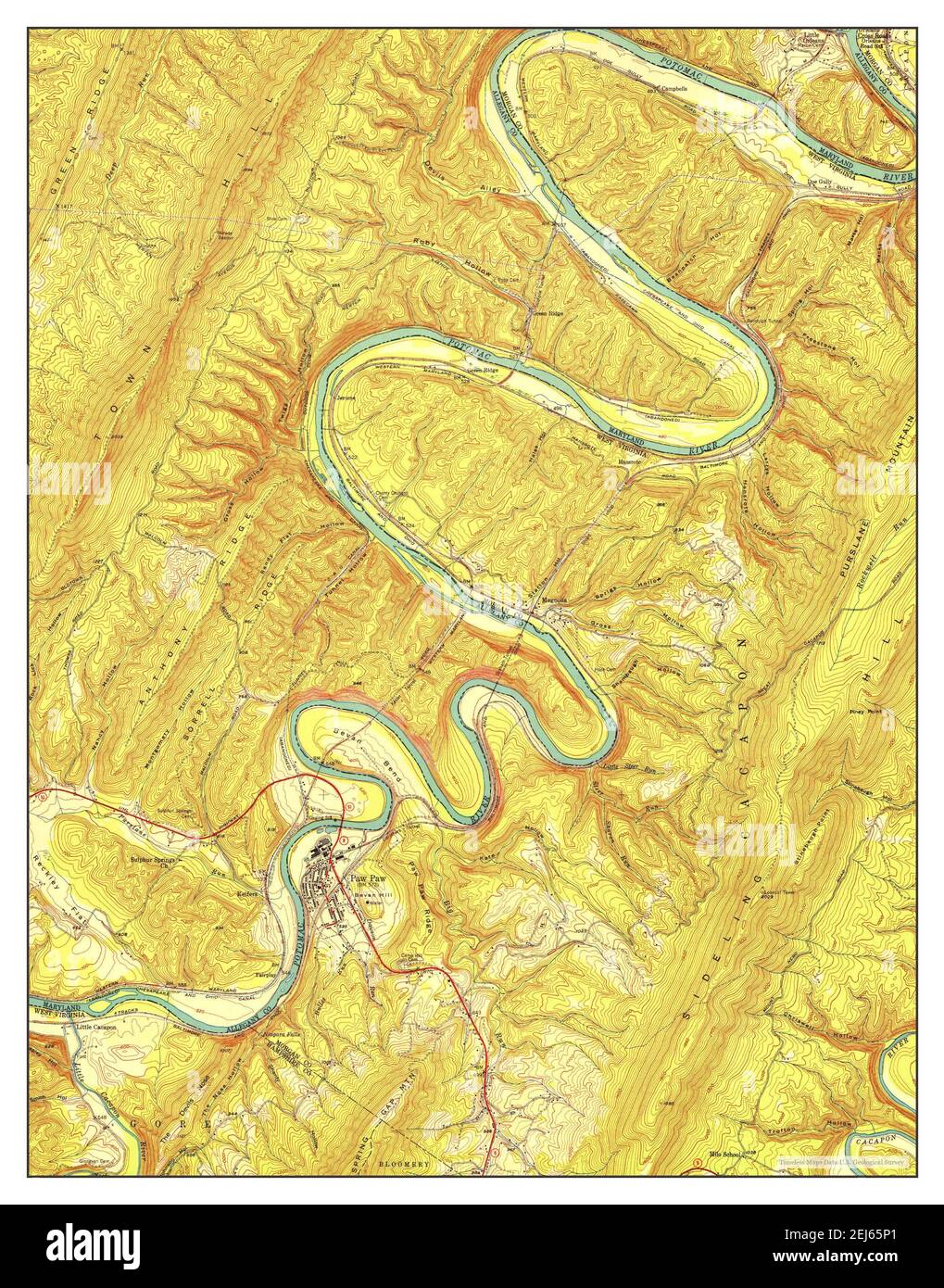Paw Paw, West Virginia, map 1951, 124000, United States of America by Timeless Maps, data U.S