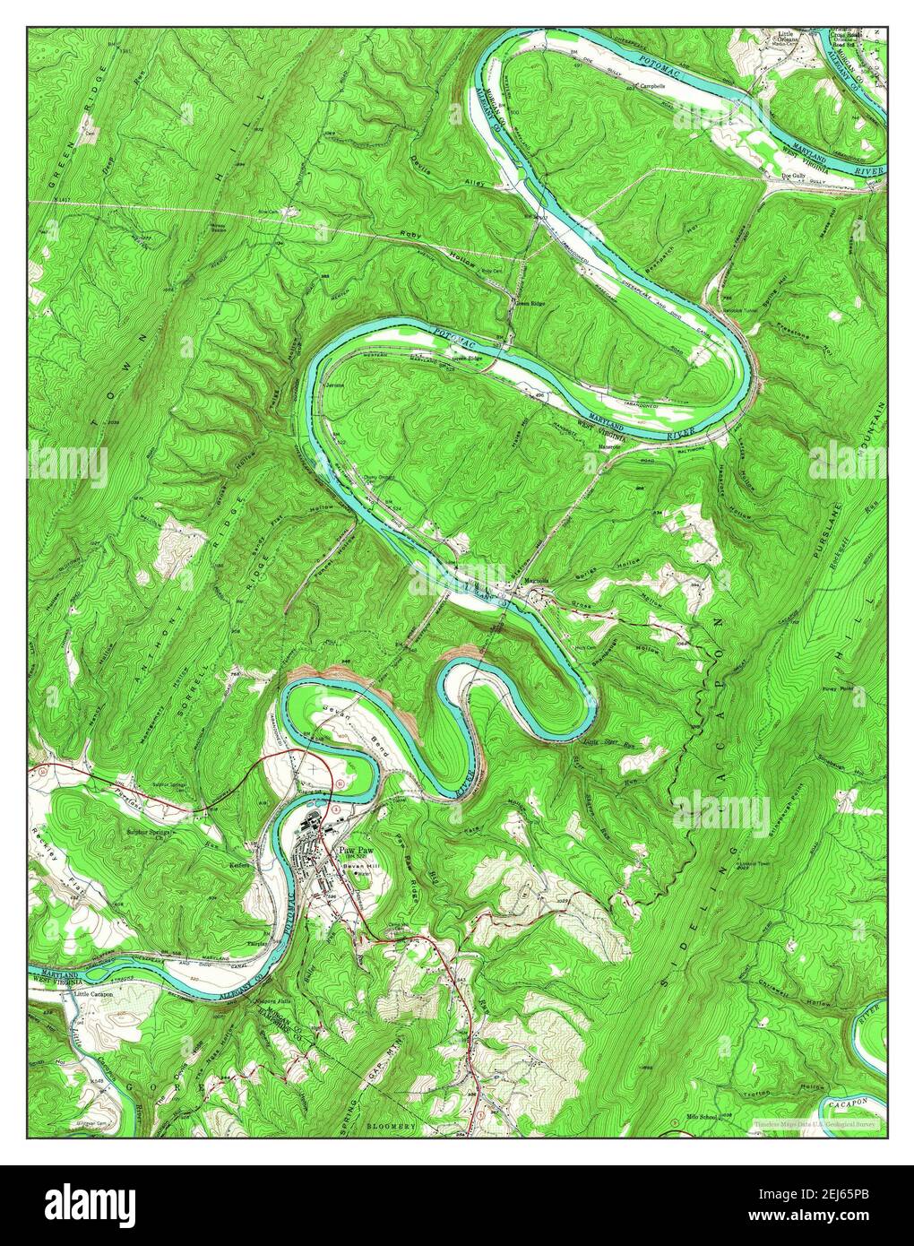 Paw Paw, West Virginia, map 1950, 124000, United States of America by Timeless Maps, data U.S
