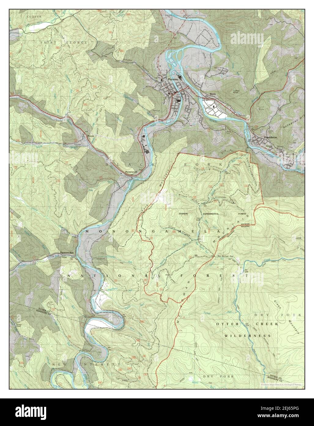 Parsons, West Virginia, map 1995, 124000, United States of America by Timeless Maps, data U.S