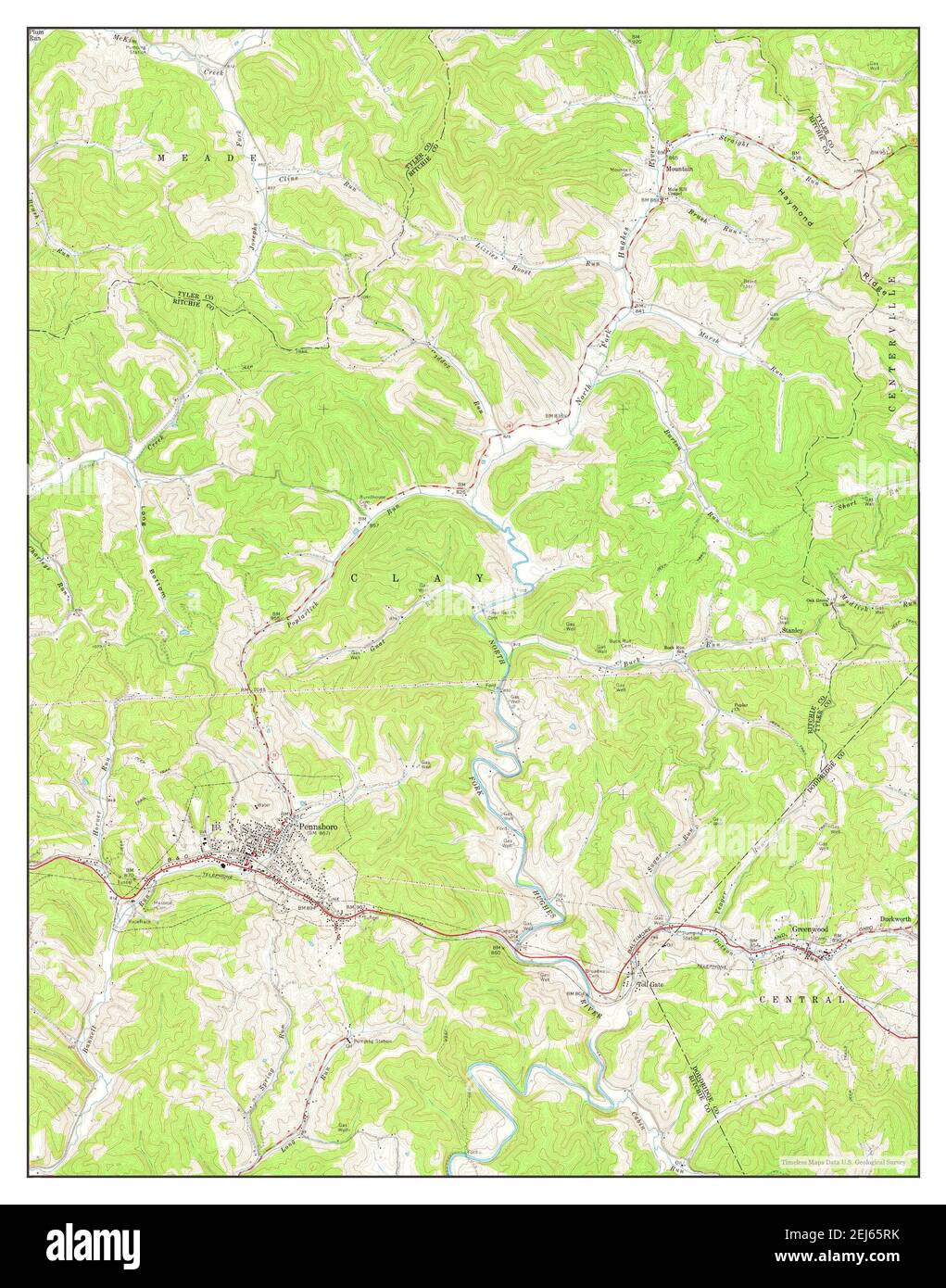 Pennsboro, West Virginia, map 1961, 1:24000, United States of America by Timeless Maps, data U.S. Geological Survey Stock Photo