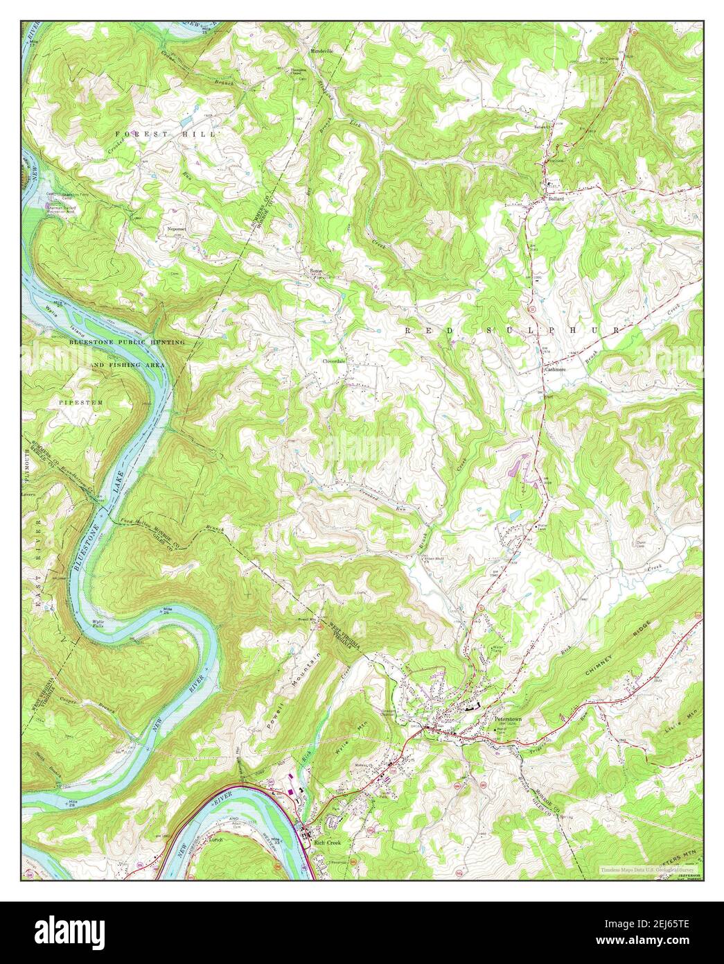 Peterstown, West Virginia, map 1965, 124000, United States of America