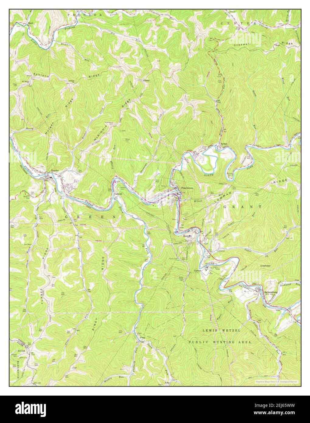 Pine Grove, West Virginia, map 1960, 124000, United States of America