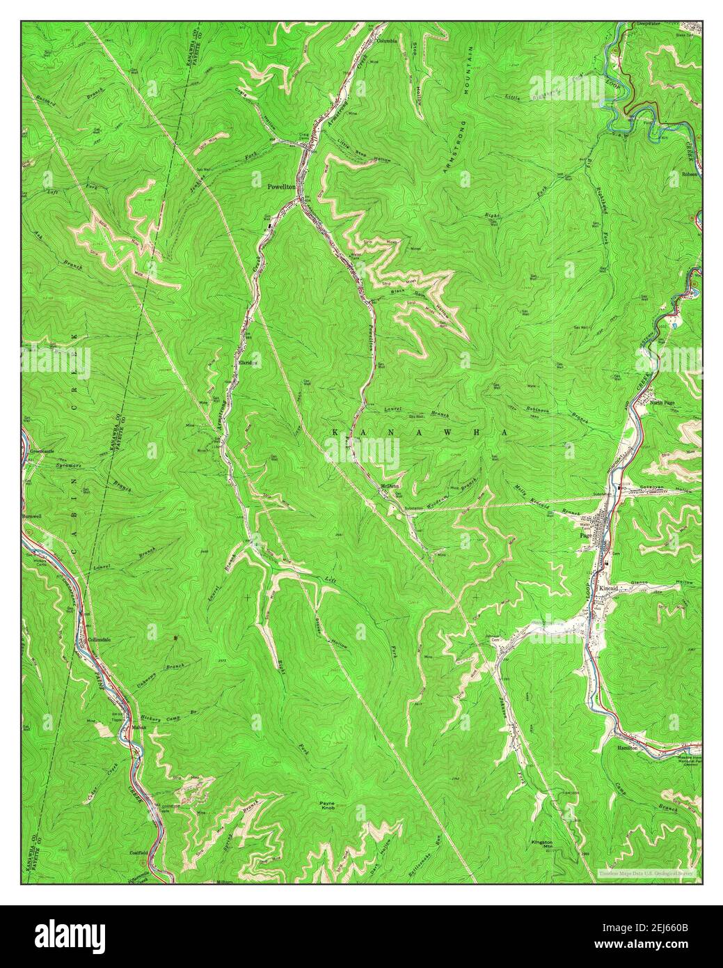 Powellton, West Virginia, map 1965, 1:24000, United States of America by Timeless Maps, data U.S. Geological Survey Stock Photo