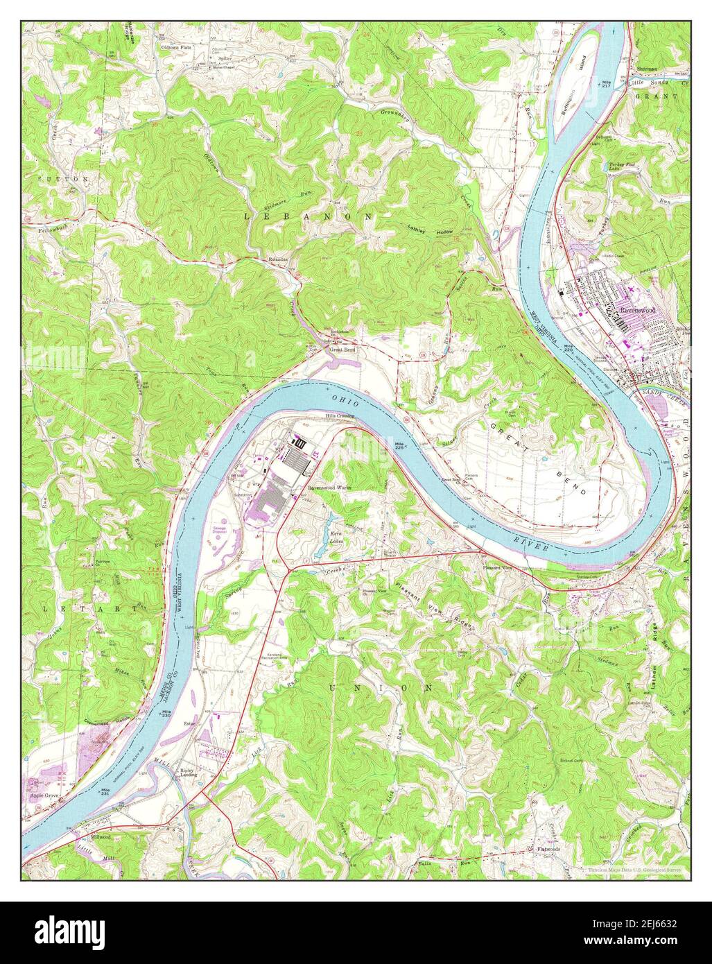 Ravenswood, West Virginia, map 1960, 124000, United States of America