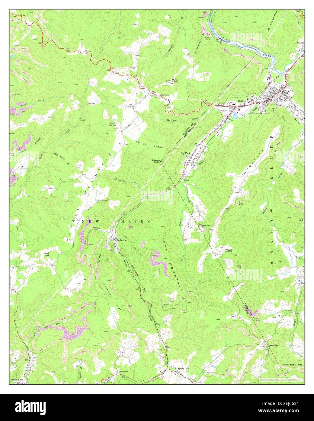 Rainelle, West Virginia, map 1969, 1:24000, United States of America by Timeless Maps, data U.S. Geological Survey Stock Photo