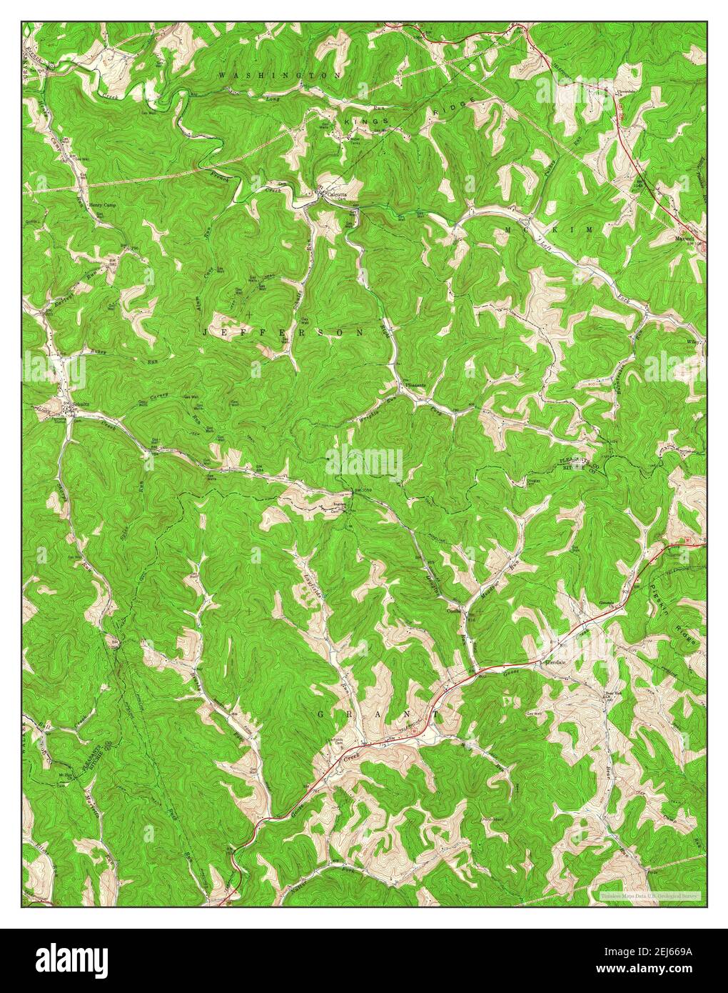 Schultz, West Virginia, map 1961, 1:24000, United States of America by Timeless Maps, data U.S. Geological Survey Stock Photo