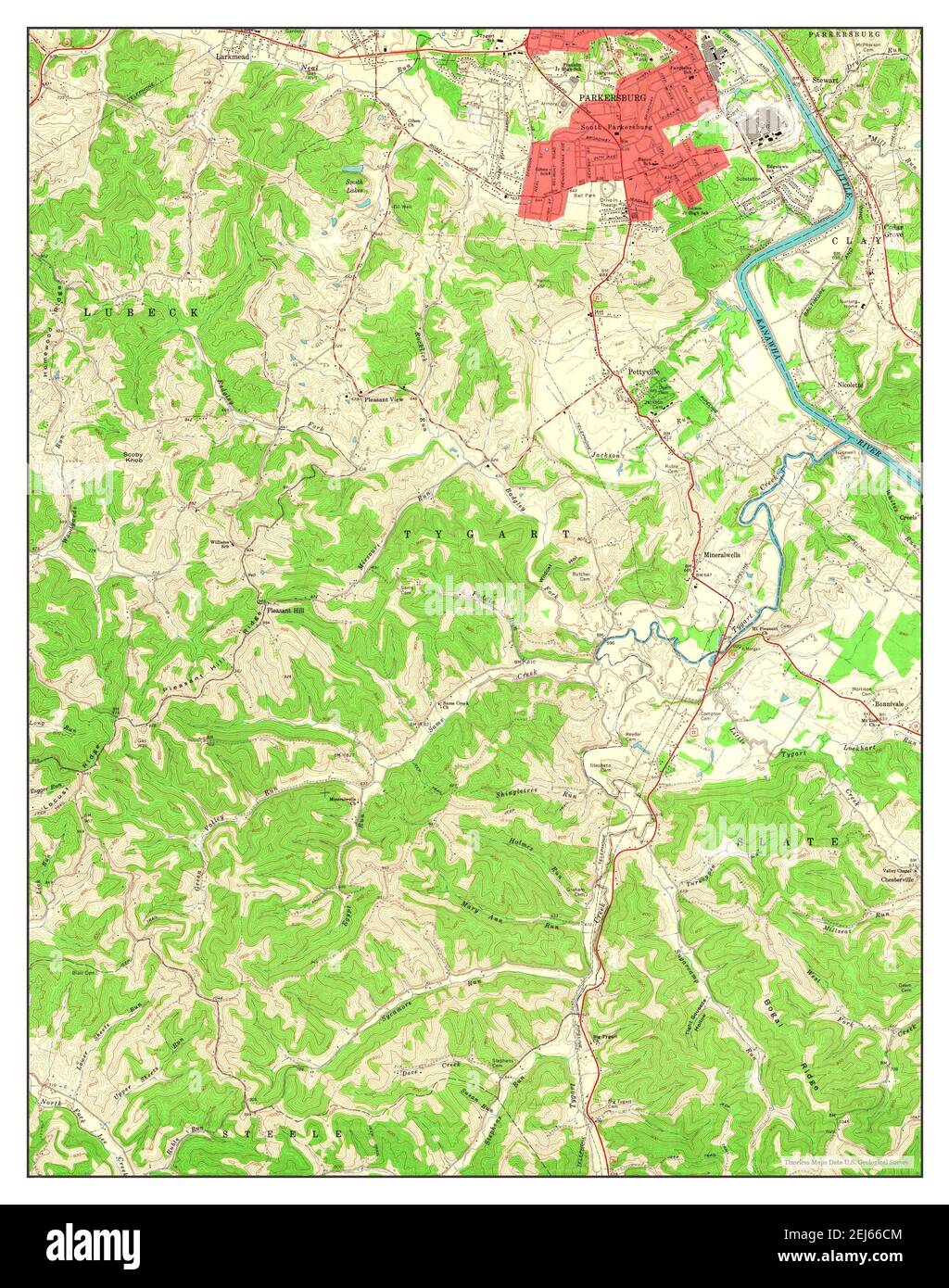South Parkersburg, West Virginia, map 1961, 124000, United States of