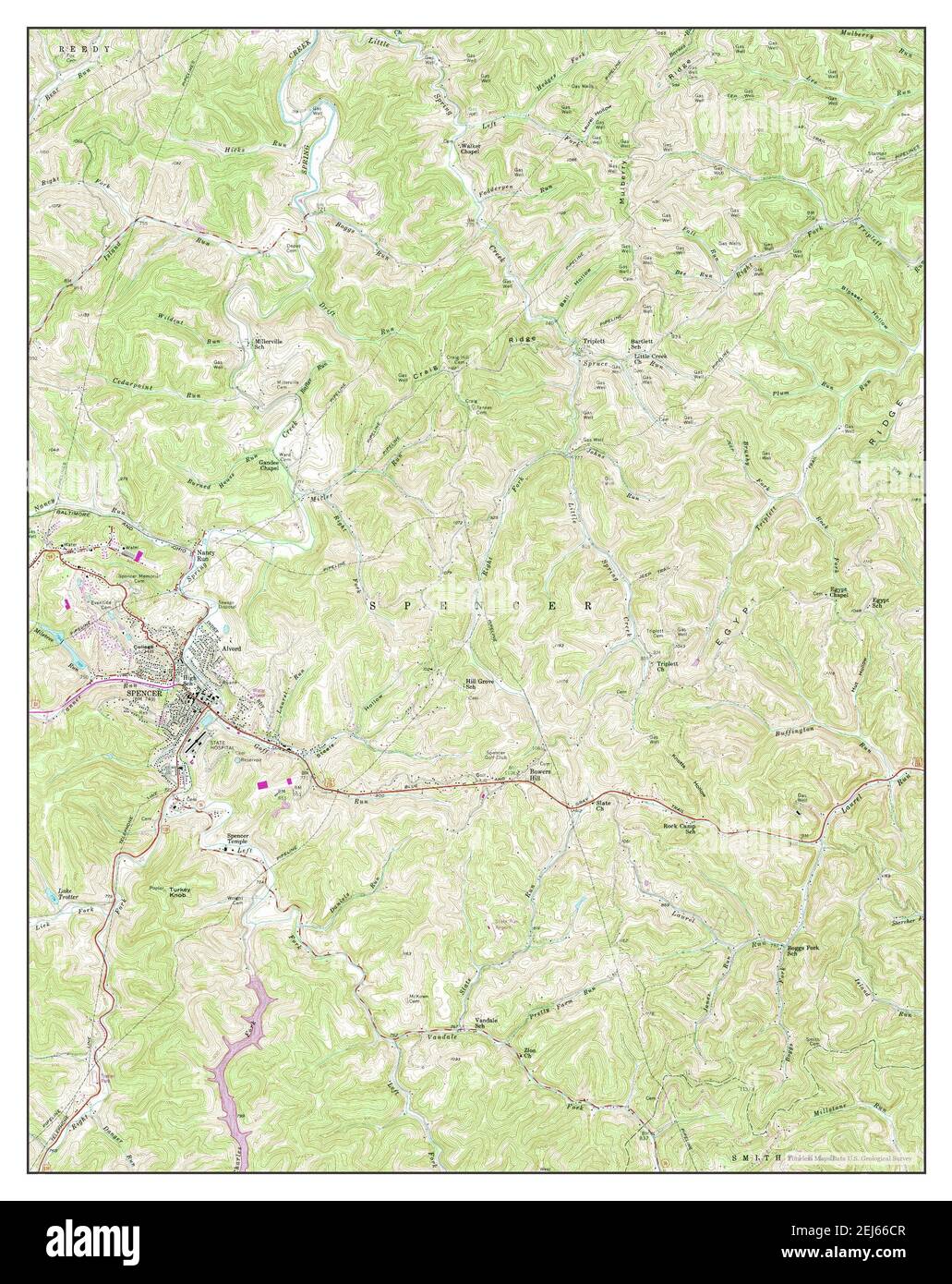 Spencer, West Virginia, map 1957, 1:24000, United States of America by Timeless Maps, data U.S. Geological Survey Stock Photo