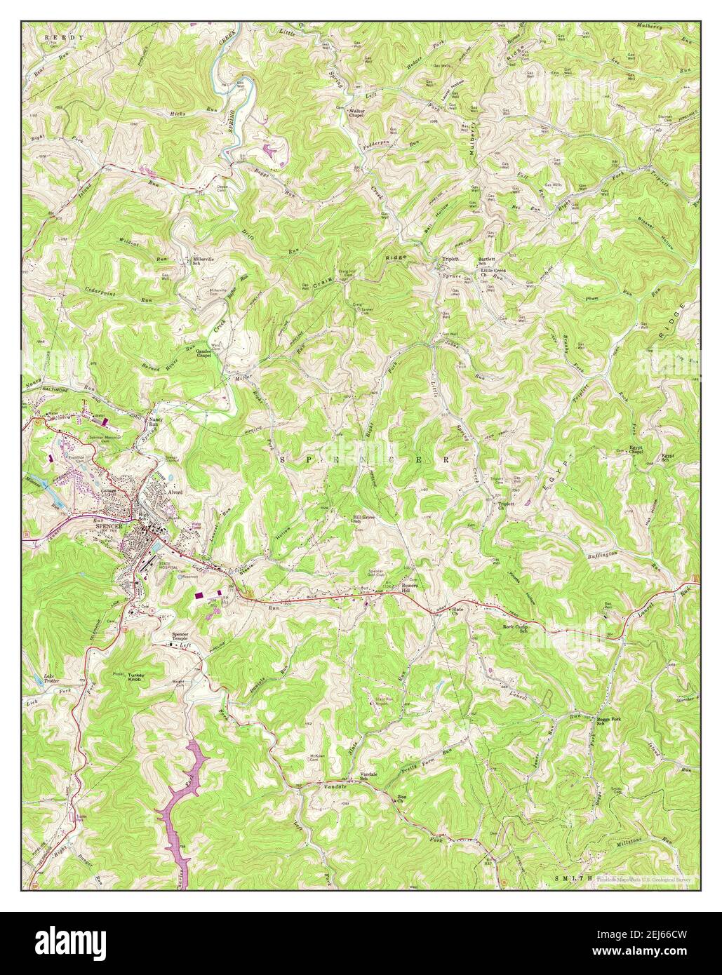 Spencer, West Virginia, map 1957, 124000, United States of America by