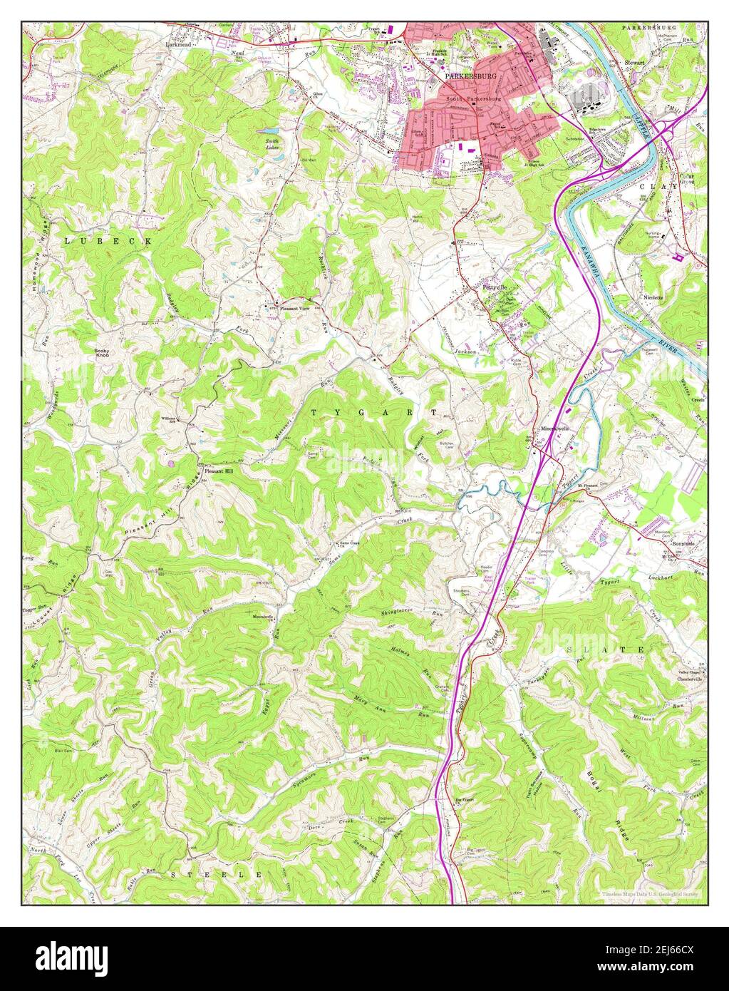 South Parkersburg, West Virginia, map 1961, 124000, United States of