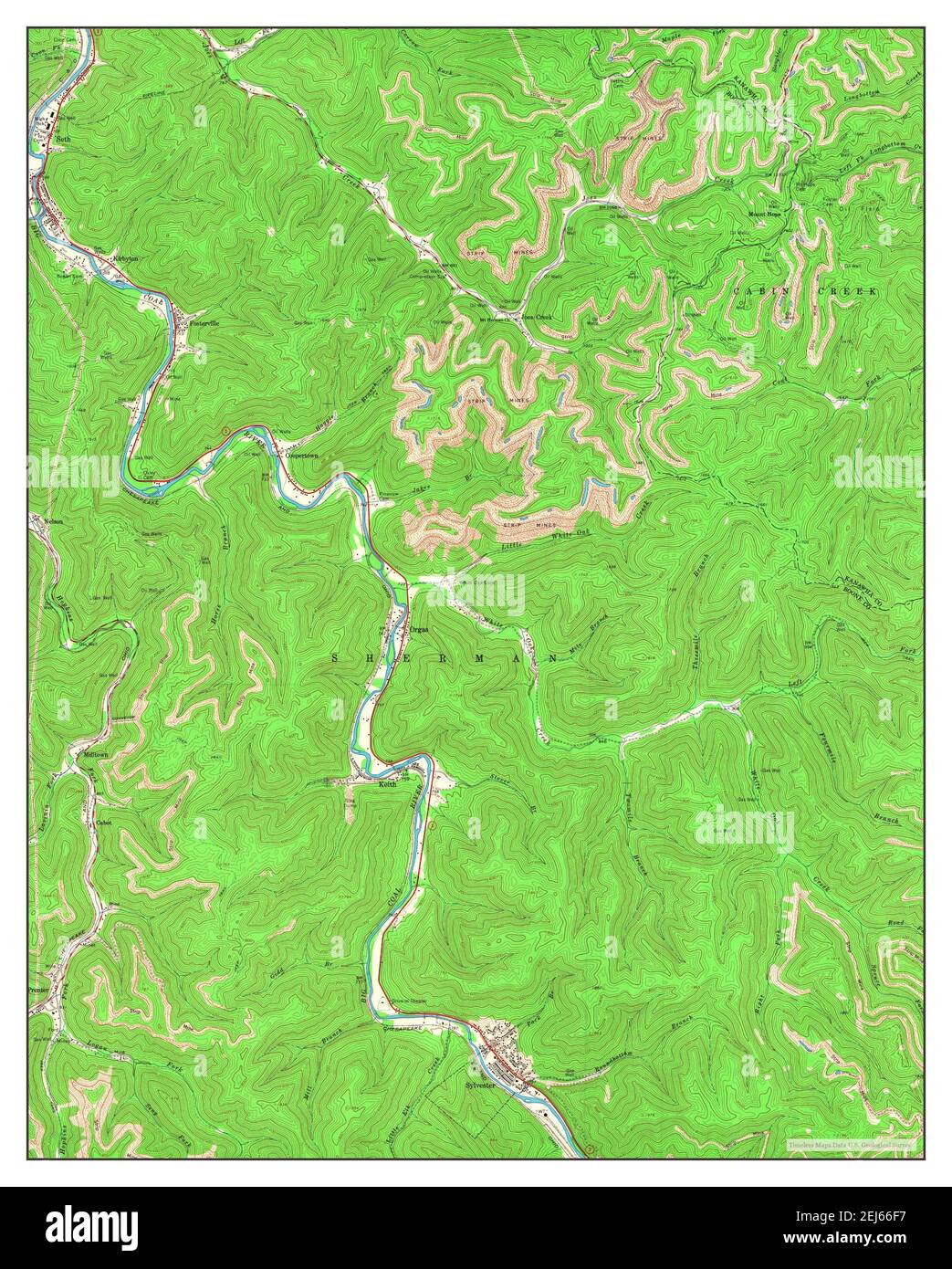 Sylvester, West Virginia, map 1965, 124000, United States of America