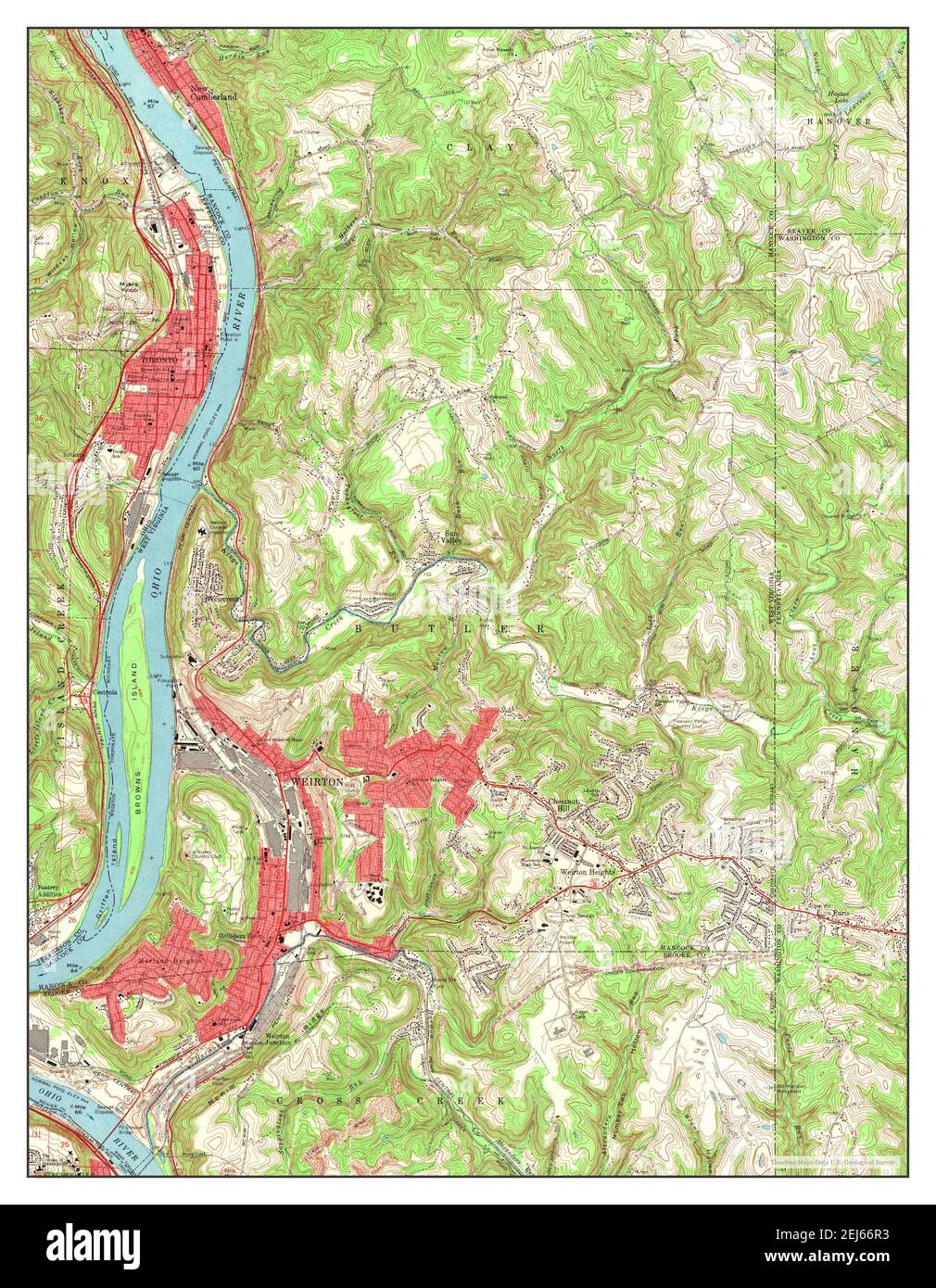Weirton, West Virginia, map 1968, 1:24000, United States of America by Timeless Maps, data U.S. Geological Survey Stock Photo