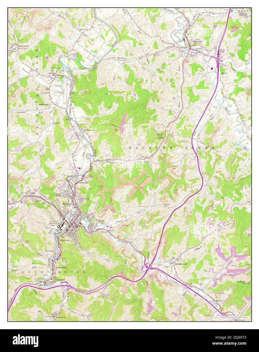 Weston, West Virginia, map 1961, 124000, United States of America by Timeless Maps, data U.S