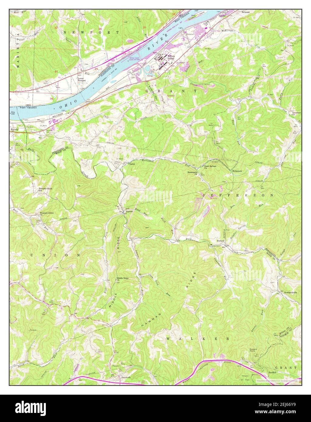 Willow Island, West Virginia, map 1957, 124000, United States of