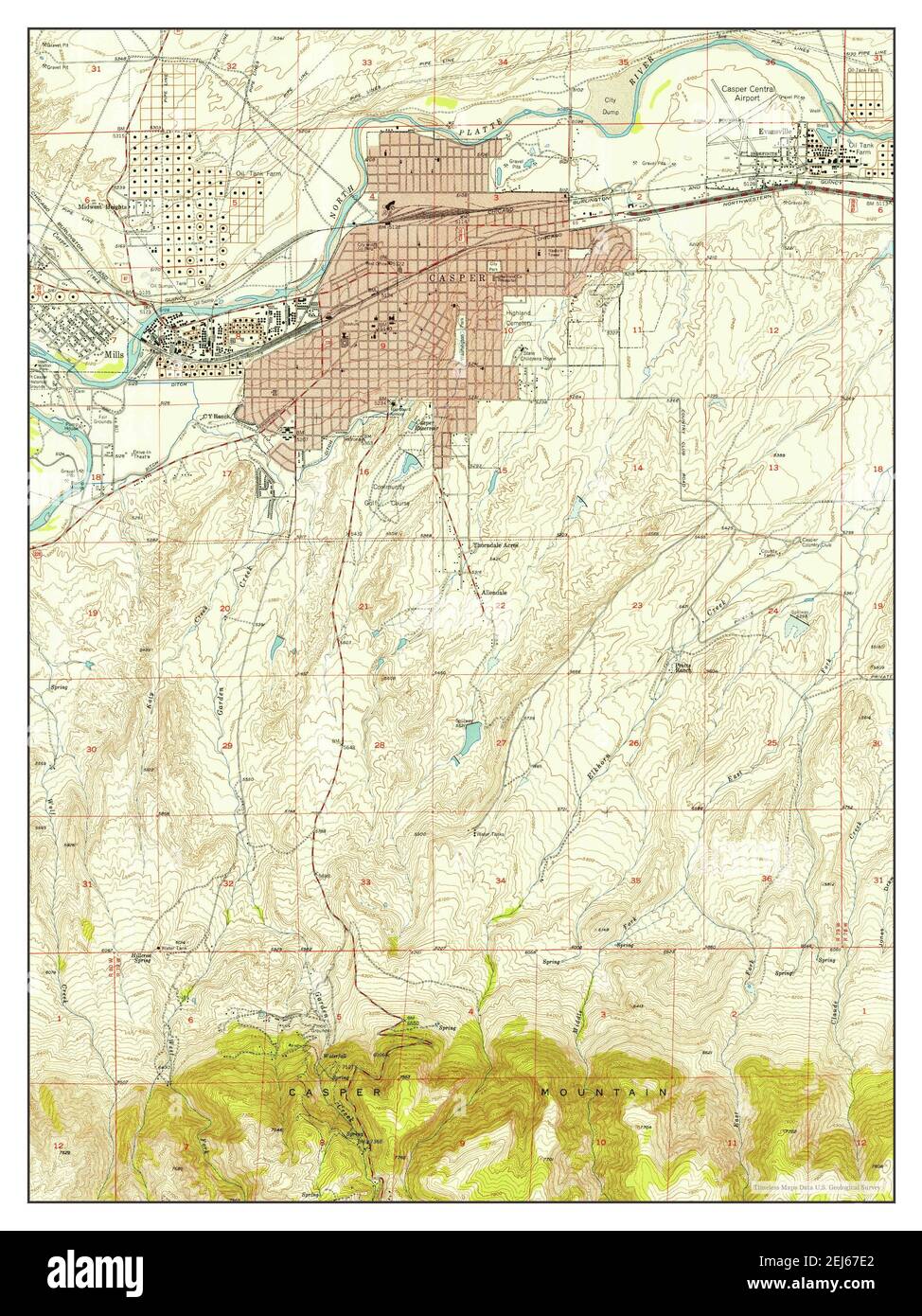 Casper, Wyoming, map 1951, 124000, United States of America by