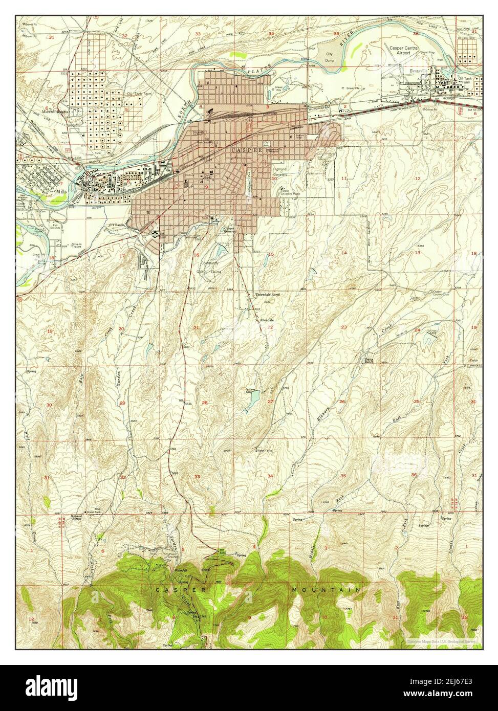 Casper, Wyoming, map 1951, 124000, United States of America by