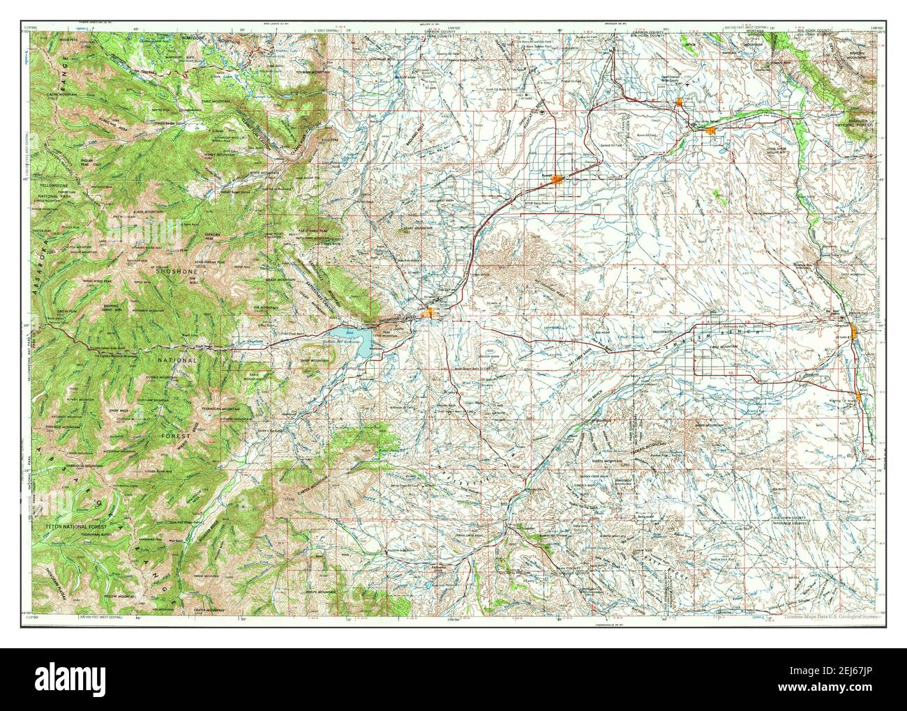 Cody, Wyoming, map 1955, 1:250000, United States of America by Timeless Maps, data U.S. Geological Survey Stock Photo